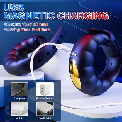 Dual Motor Adjustable Penis Ring Vibrator Masturbator with 10 Vibration Modes