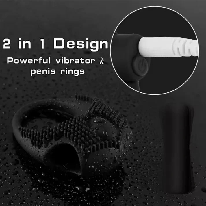 2 IN 1 Penis Ring Vibrator Ejaculation delay with 10 Vibration Modes