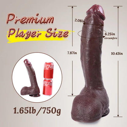 10.43 in Brown Dildos Lifelike Skin Thick Dildo with Strong Suction Cup