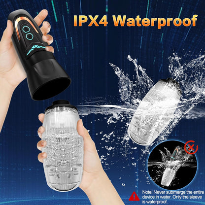 Automatic Masturbator Penis Vibrator Stroker with 10 Vibrating & 8 Thrusting & Rotating