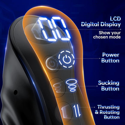 3 in 1 LCD Display 9 Thrusting & Rotating & Suction Automatic Sucking Male Masturbator