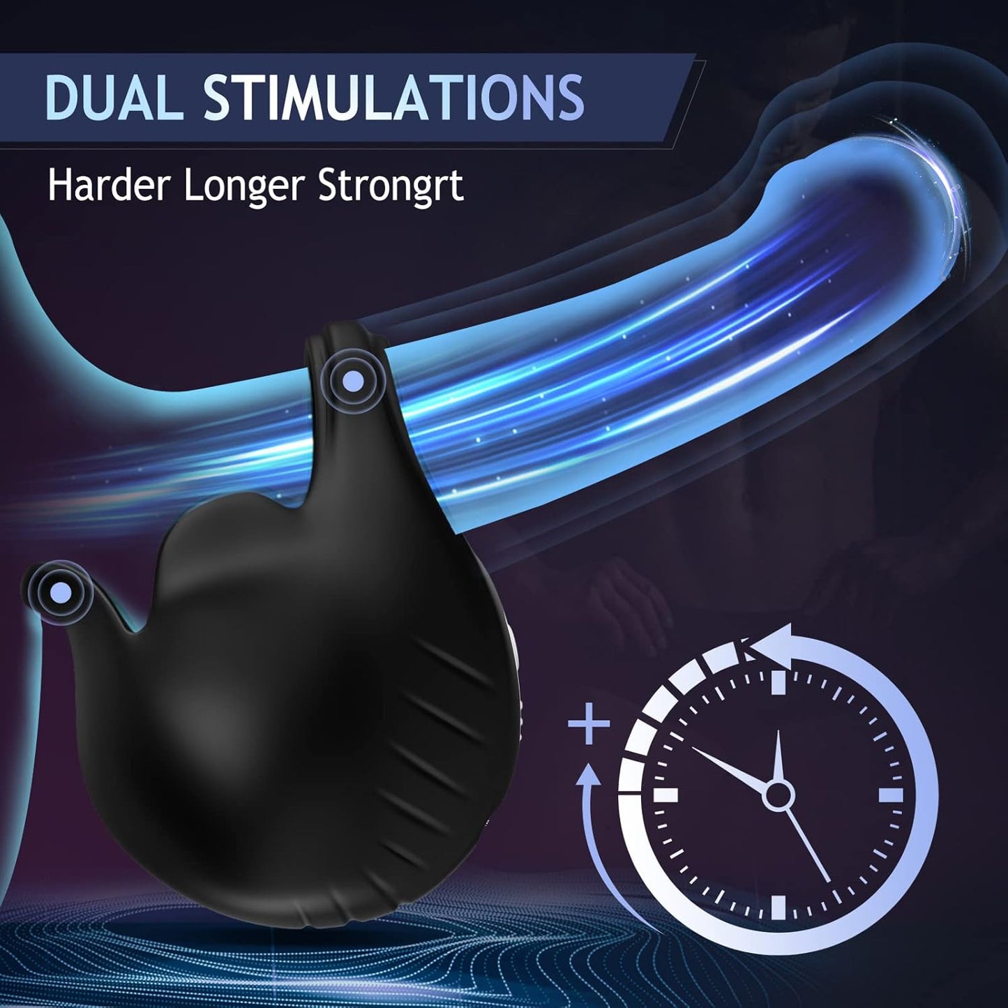 Full Wrapped Cock Ring Penis Trainer Vibrator Testicles Stimulator with 7 Vibrations Modes