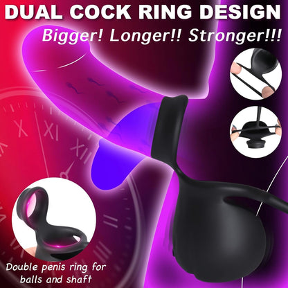 Portable Rolling Penis Trainer Stimulator Cock Ring with 9 Vibration & Rolling Modes