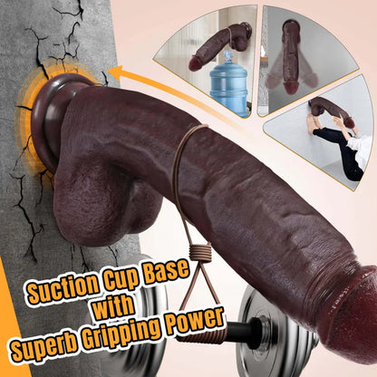 10.8 inch Huge Silicone Realistic Black Dildo with Suction Cup