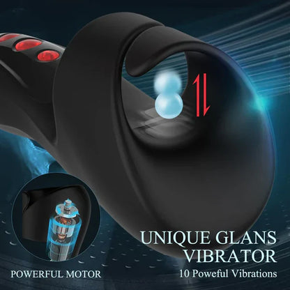 2 IN 1 Electric Penis Vibrator Glans Trainer Masturbator with 9 Vibration Modes