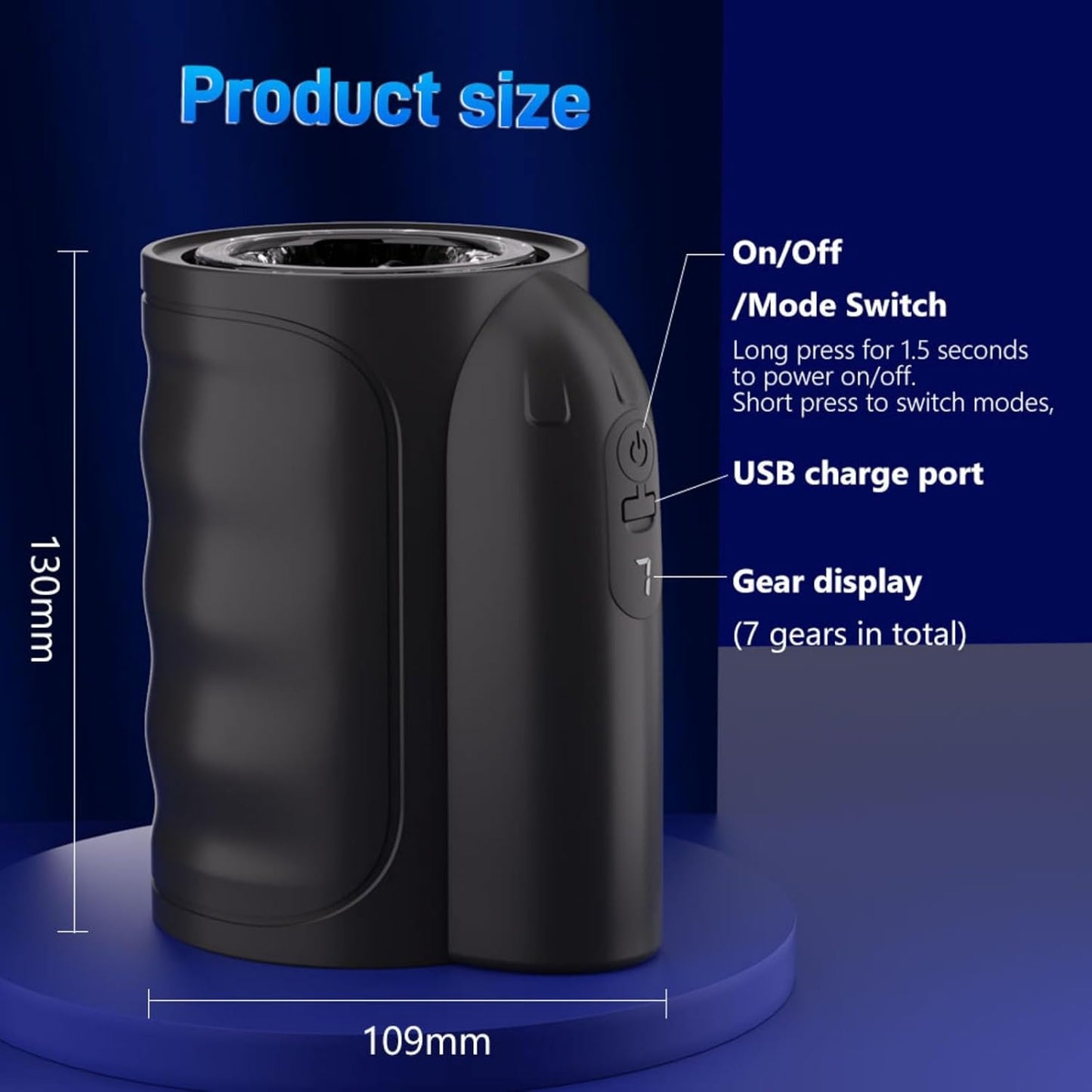 Electric Penis Trainer Glans Stimulator Masturbator with 7 Telescopic & Rotation Modes