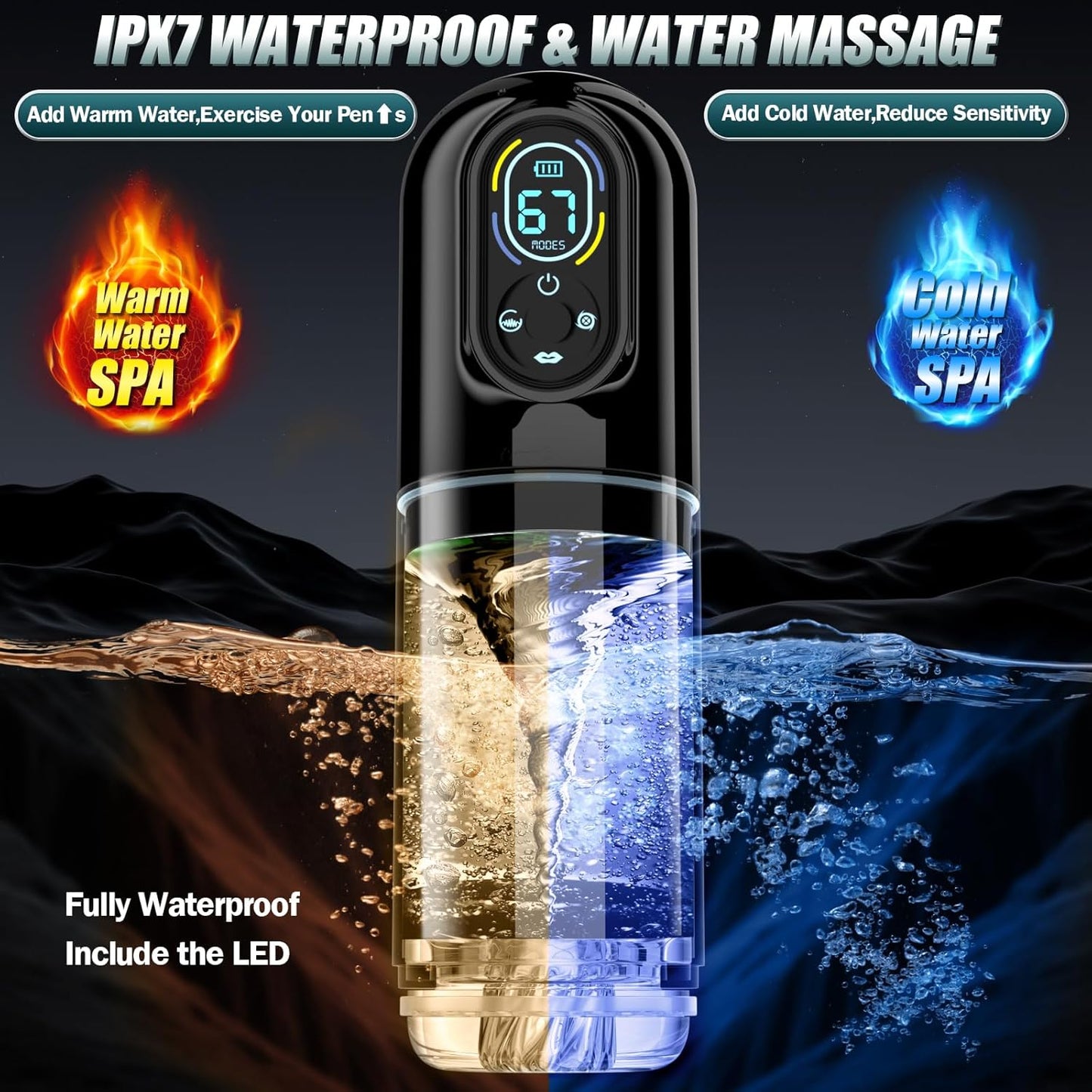 Automatic Masturbator Penis Pump with 7 Sucking Vibrating Thrusting Rotating & Licking Modes