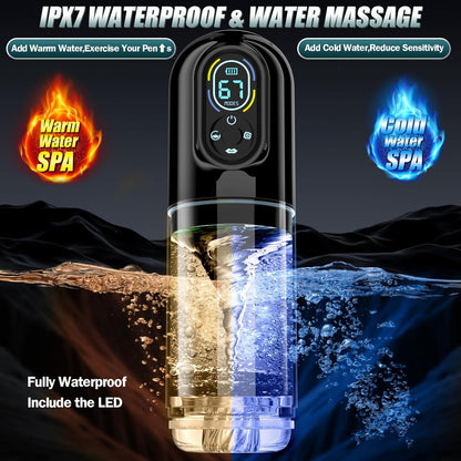 Automatic Masturbator Penis Pump with 7 Sucking Vibrating Thrusting Rotating & Licking Modes