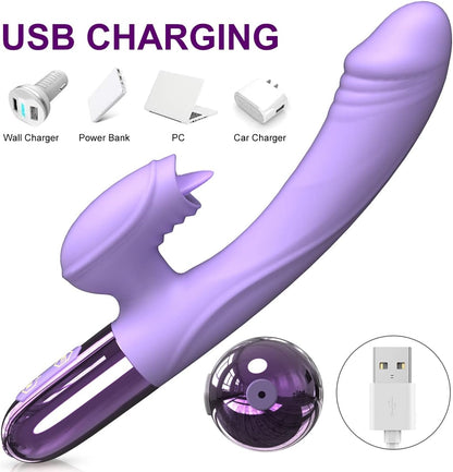 Heated G Spot Rabbit Vibrator with 10 Licking & Powerful Vibration