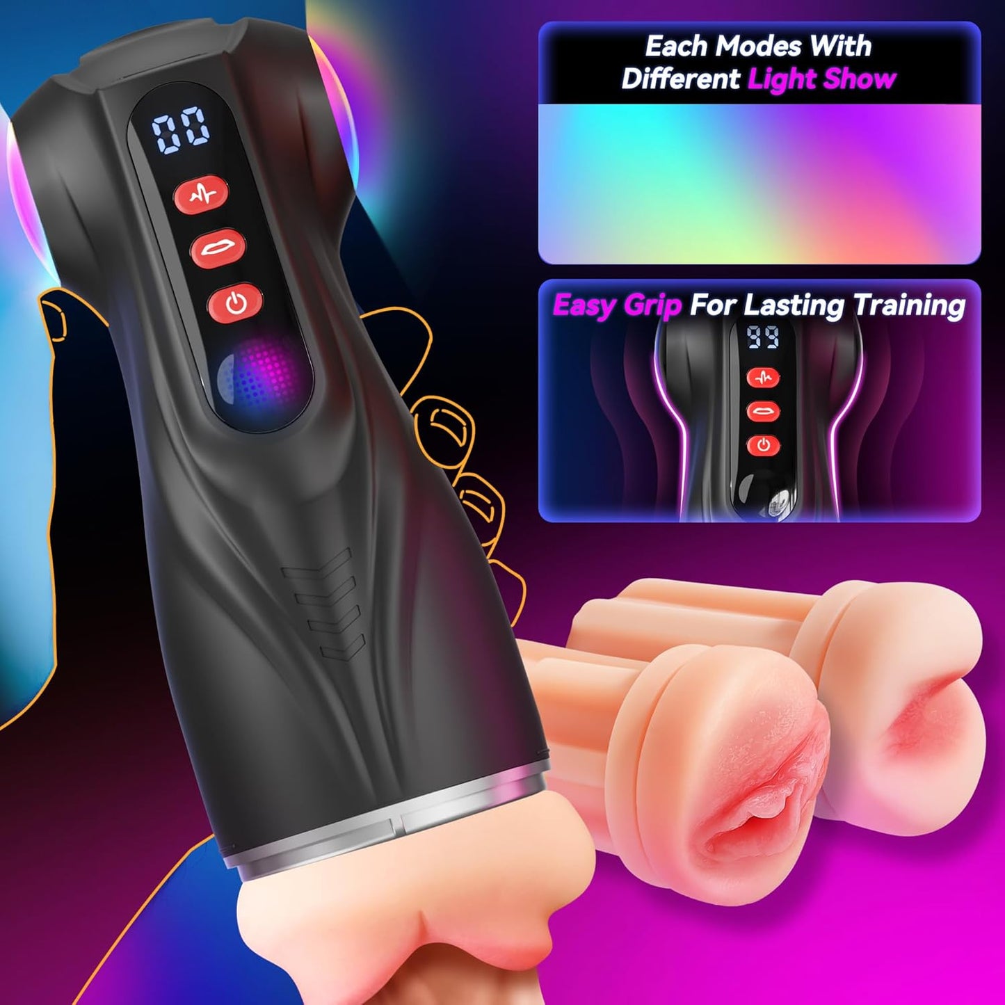 Automatic Masturbator Stroker Blowjob Sex Machine with 9 Sucking & 9 Vibrating Modes