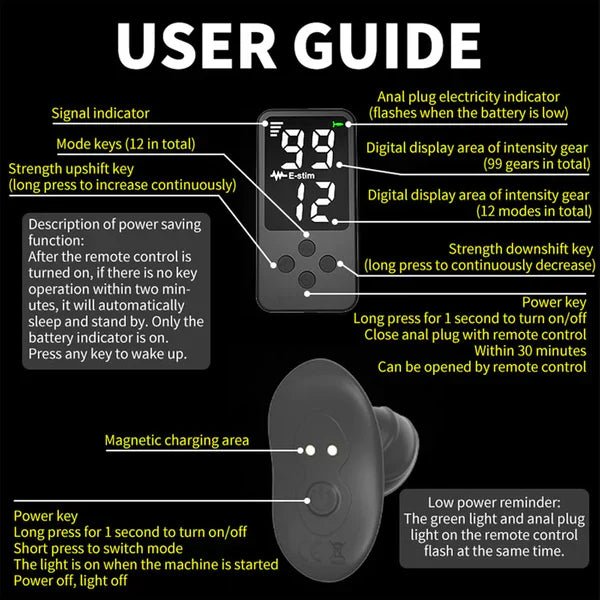 Electric Shock Anal Plug Prostate Massager with 99 Intensity Levels & 12 Frequency Modes