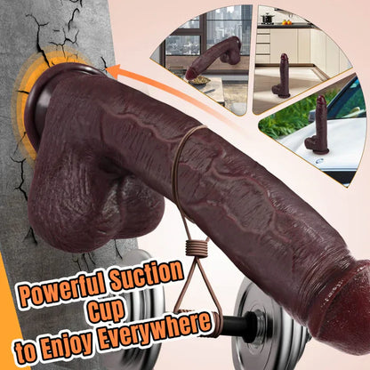 11 inch Lifelike Thick Silicone Huge Massive Black Dildo