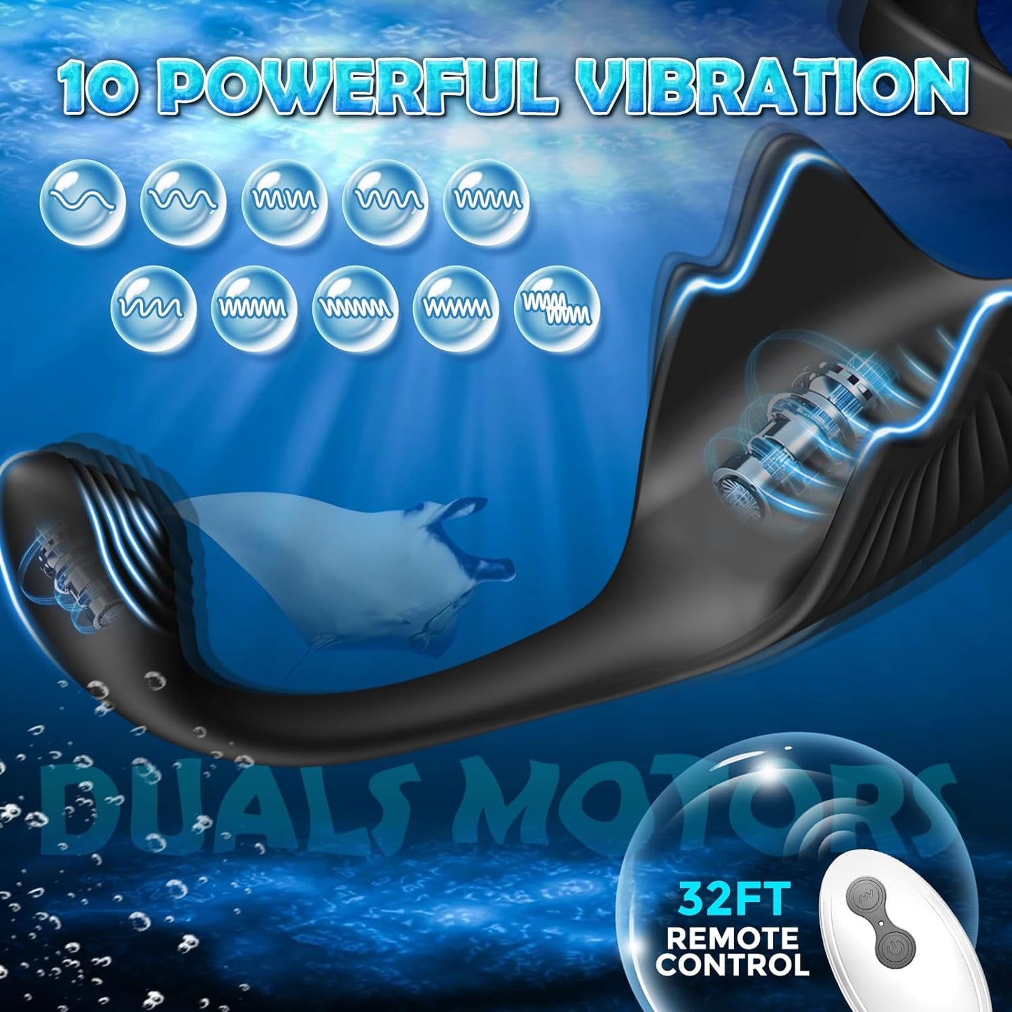 3 in 1 Prostate Massager Cock Ring with 10 Vibrating Modes