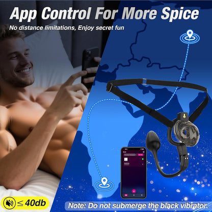 App-controlled Chastity Cage Strap Penis Trainer Sleeve with 6 Sizes Rings