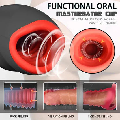 Electric Masturbator Stroker Blowjob Penis Trainer with 10 Vibration & Heating Modes