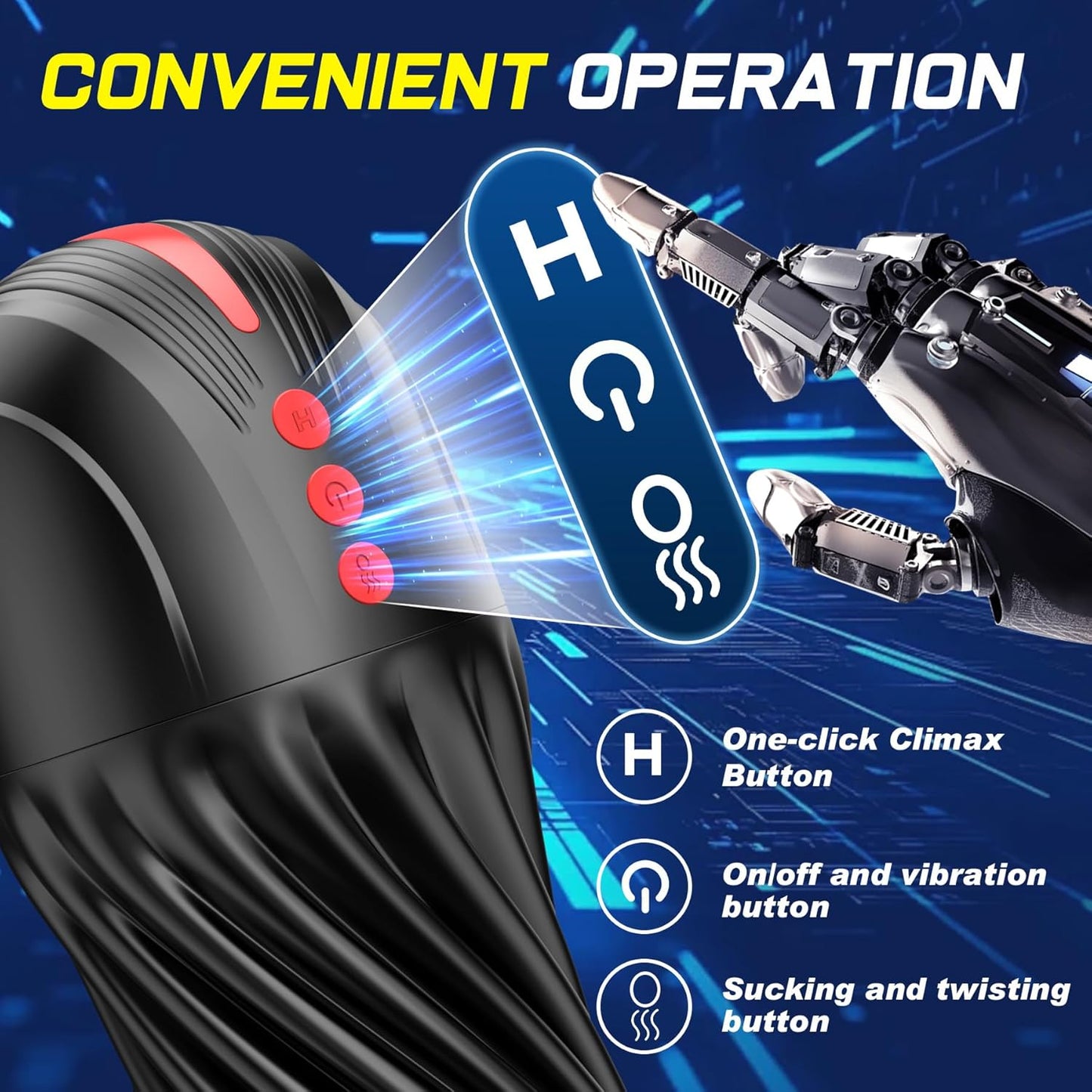 Automatic Masturbator Blowjob Stroker Machine with 5 Sucking & 10 Vibrating Modes