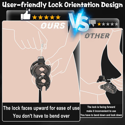 Invisible Lock Chastity Cage Device Lightweight Bondage Gear with 4 Ring Sizes