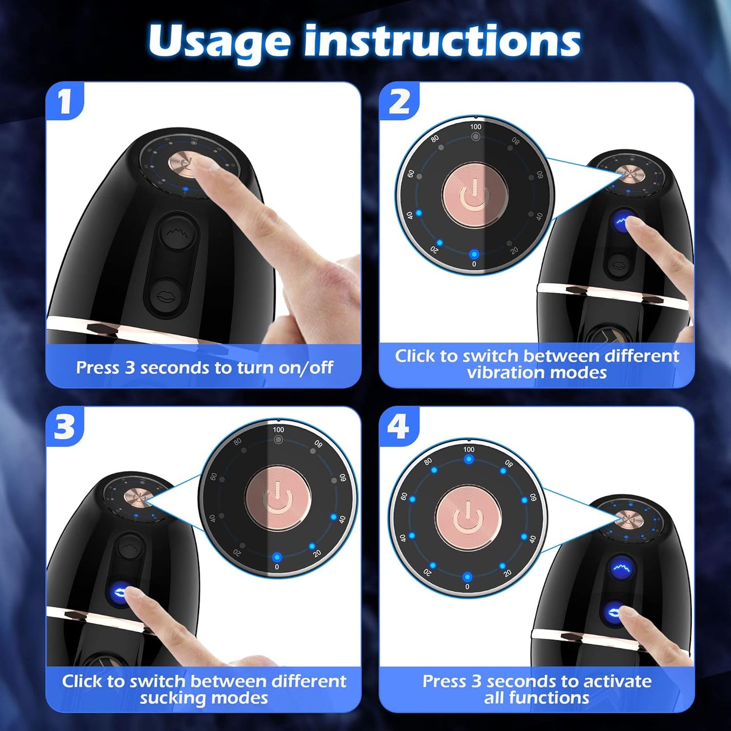 Automatic Masturbator Deep Massager Penis Stroker with 10 Vibrating & 5 Thrusting