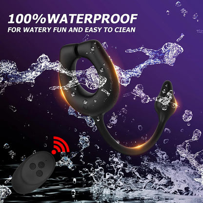 3 Motor Penis Ring Prostate Massager Anal Butt Plug with 10 Intense Vibration Modes