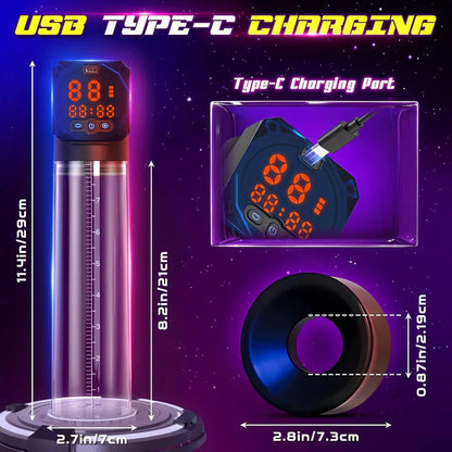 Automatic Penis Pump Enlarger Masturbator with 10 Suction Modes & 10 Training Modes