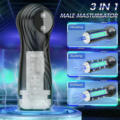 3 in 1 Automatic Male Masturbator Cup Blowjob with 7 Modes Sucking & Vibrating