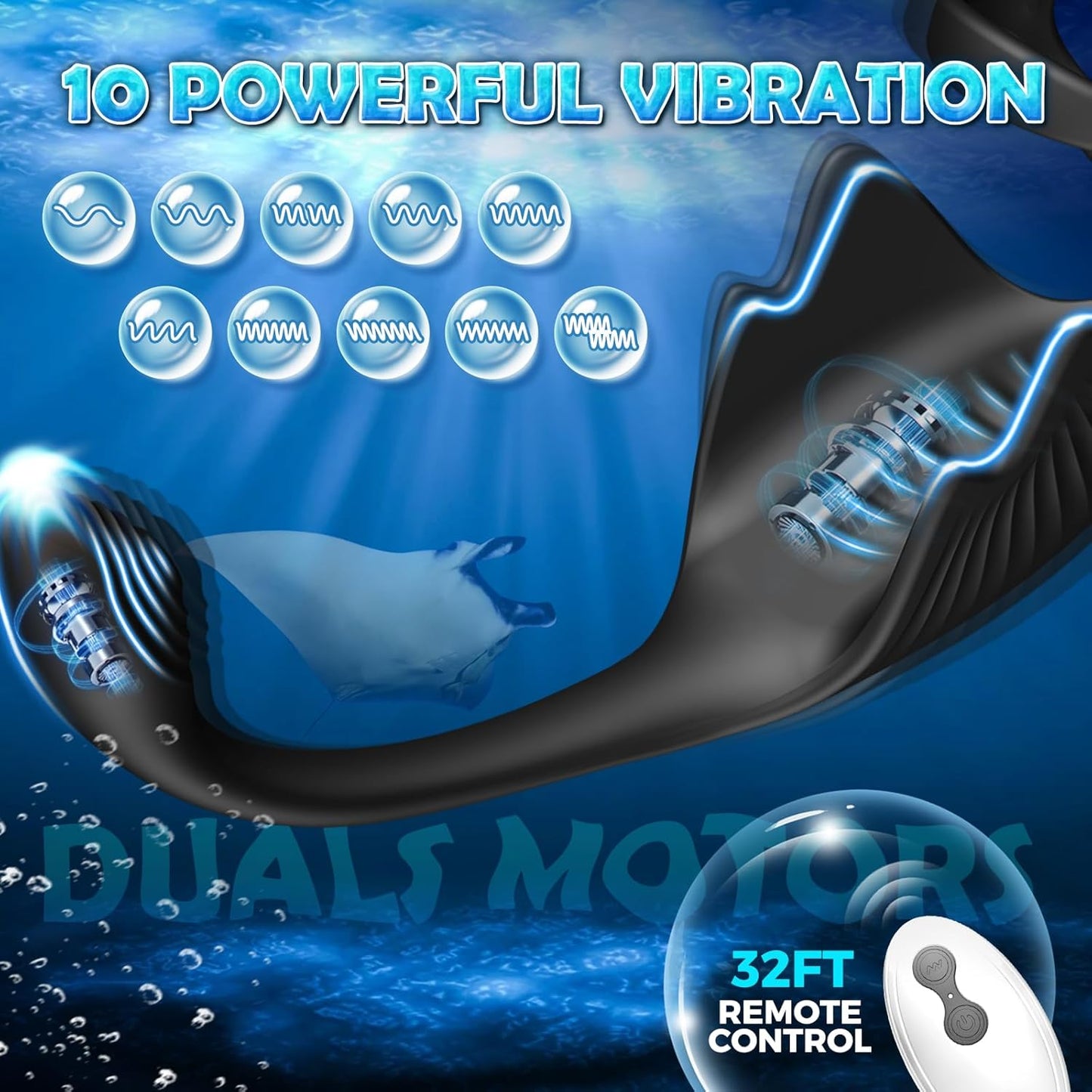 3 IN 1 Prostate Massager Cock Ring Penis Vibrator with 10 Vibrating Modes