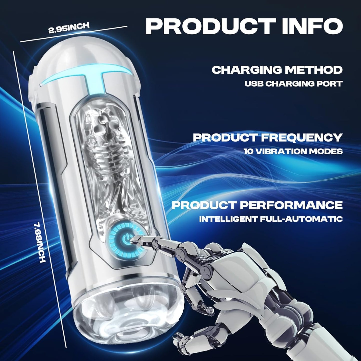 Automatic Masturbator Penis Stroker Blowjob with 10 Vibrating & Sucting & Heating Modes