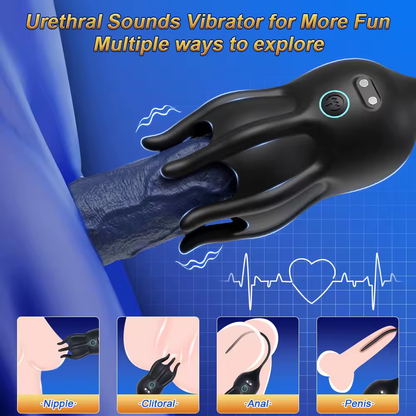 Electric Penis Trainer Vibrator Glans Stimulator with Urethral Sound & 10 Vibration Modes