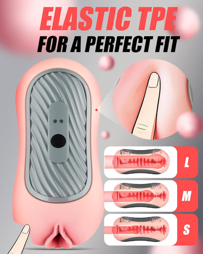 Squeezable Pocket Pussy Stroker Blowjob Masturbator with 8 Vibration & Suction Modes