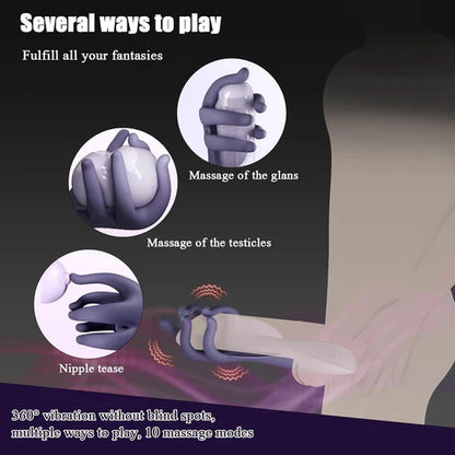 Penis Vibrator Glans Trainer Stimulator Masturbator with 10 Vibrating Patterns