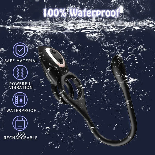 3 in 1 Prostate Massager Anal Vibrator Cock Ring with 10 Vibration Modes