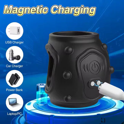 360° All-round Penis Trainer Cock Ring Glans Massage with 10 Vibration Modes