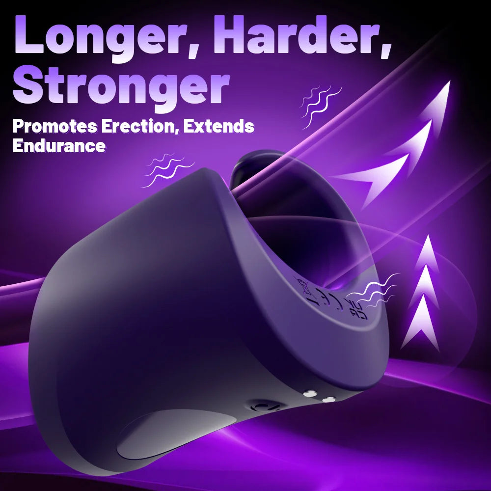 Bluetooth Penis Delay Trainer Cock Ring Glans Massager with 10 Vibrations