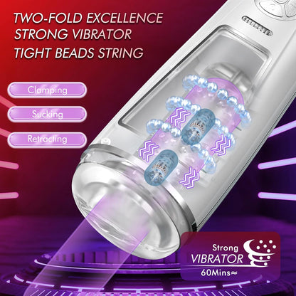 3 Adjustable Beaded Stroking Automatic Masturbator with 7 Modes & 3 Speeds