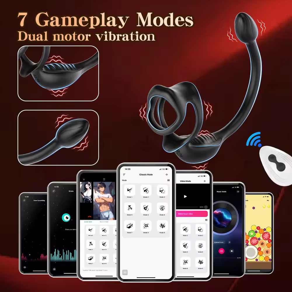 Penis Vibrator Prostate Massager Vibrating Cock Ring with 9 Vibration Modes