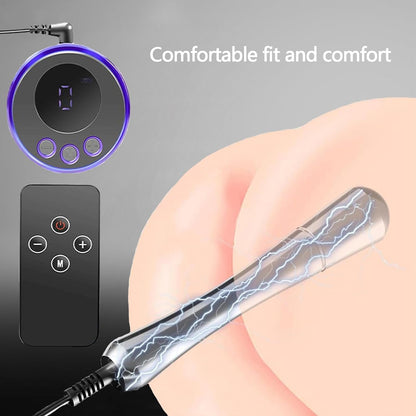 Metal Electric Shock Butt Plug Anal Toy with 9 Modes & 15 Levels of Intensity