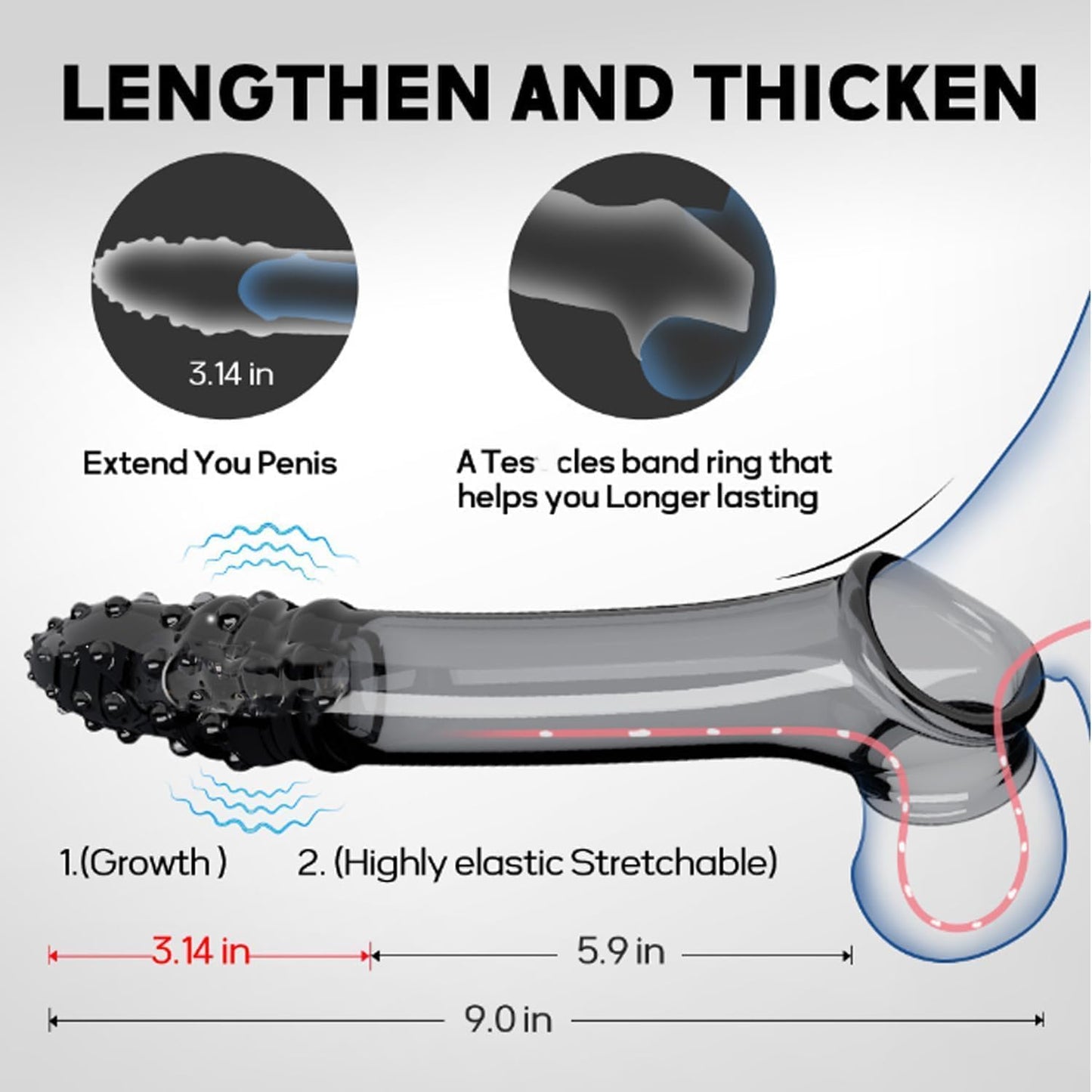 3D Particles Reusable Penis Sleeve Extender