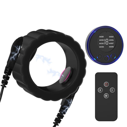 Bondage Penis Ring Exercise Enlargement Electric Shock Cock Ring Set with 8 Modes