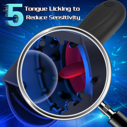 Penis Vibrator Glans Trainer Masturbator with 10 Vibrating & 5 Tongue Licking Modes