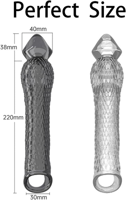Realistic Penis Sleeve Cock Ring Extender with Ball Loop Girth Enhancer