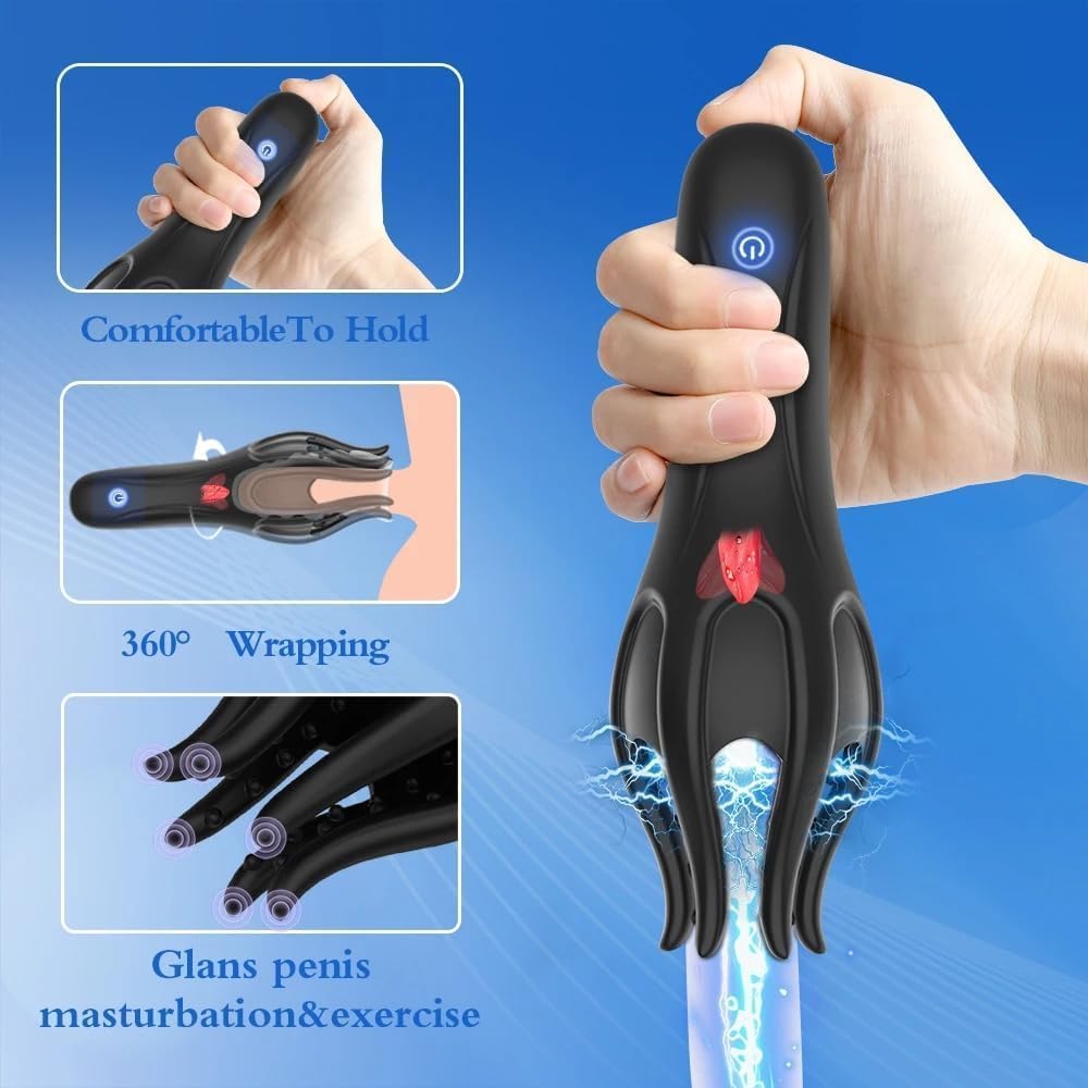 3 in 1 Penis vibrator Glans Tranier Massage with 10 Vibration & 5 Licking Tongue Modes