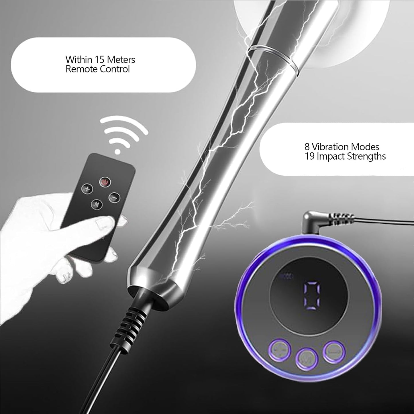 Metal Electric Shock Butt Plug Anal Toy with 9 Modes & 15 Levels of Intensity