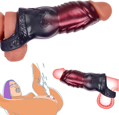 Knot Penis Sleeve Cock Ring Ultra-Soft Penis Extender for Couples Delay Ejaculation Erection Enhancement Silicone Testicle Stimulator