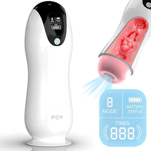 Realistic Vibrating Stroker Male Masturbator with LCD and 8 Vibration Modes