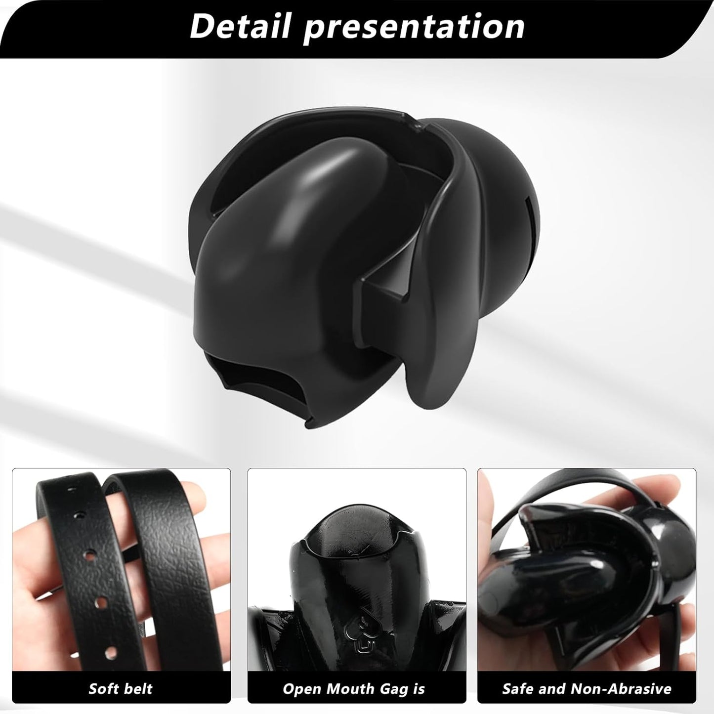 Open Mouth Gag BDSM Restraint Slave Toy with Tongue Retainer