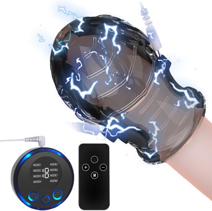 Electric Shock Cock Ring Penis Glans Sleeve with 19 Electric Shock Intensities & 8 Modes