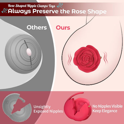 Rose-Shaped BDSM Vibrating Nipple Clamps with  9 Vibrations