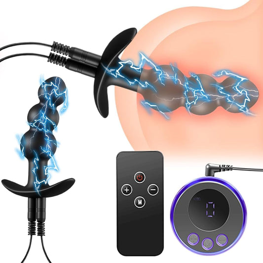 Electric Shock Anal Plug Anal Beads SM with Vibration with 8 Electric Shock Modes