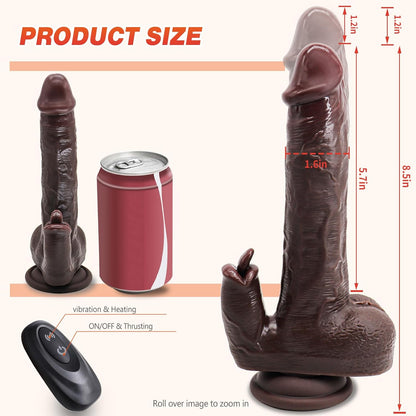 Realistic Vibrating Thrusting Dildo with 7 Thrusting & Rotation 10 Vibration & Licking Modes