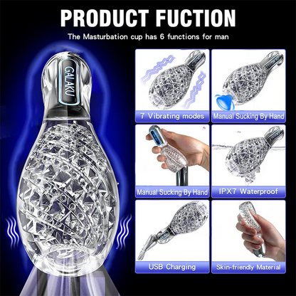 Automatic Penis Trainer Vibrator Stroker Masturbator with 12 Vibration Modes